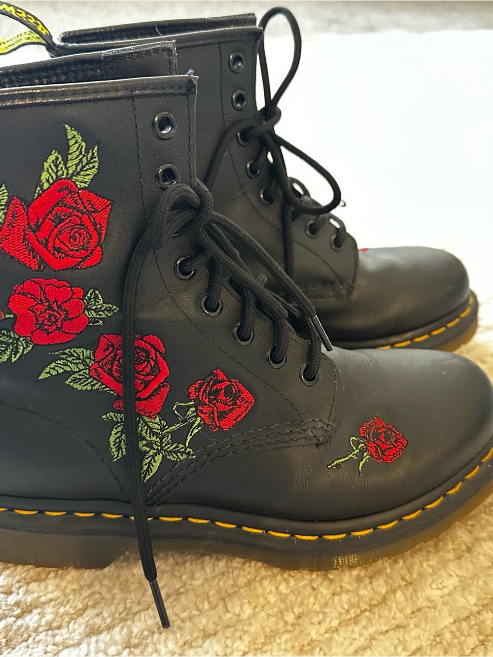 Dr. Martens 1460 Vonda Black Rose Embroidered Combat Boots US 7 - Picture 3 of 7